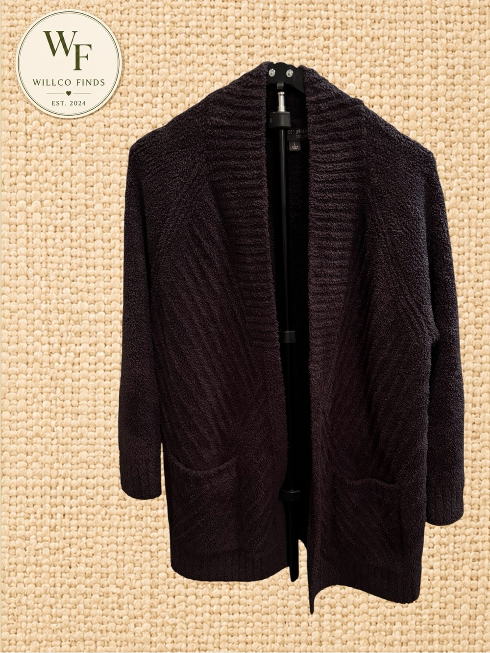 Barefoot Dreams CozyChic Open-Front Cardigan - Charcoal Large